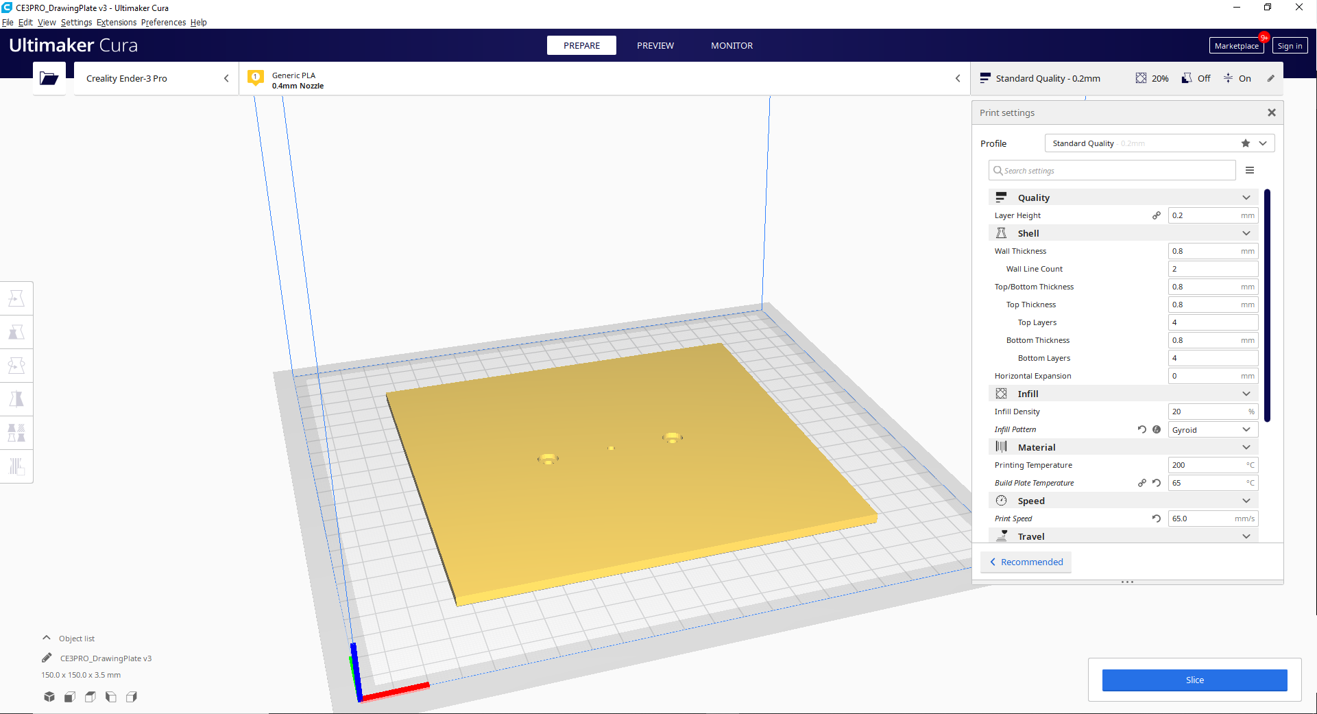 3D-printed table top view