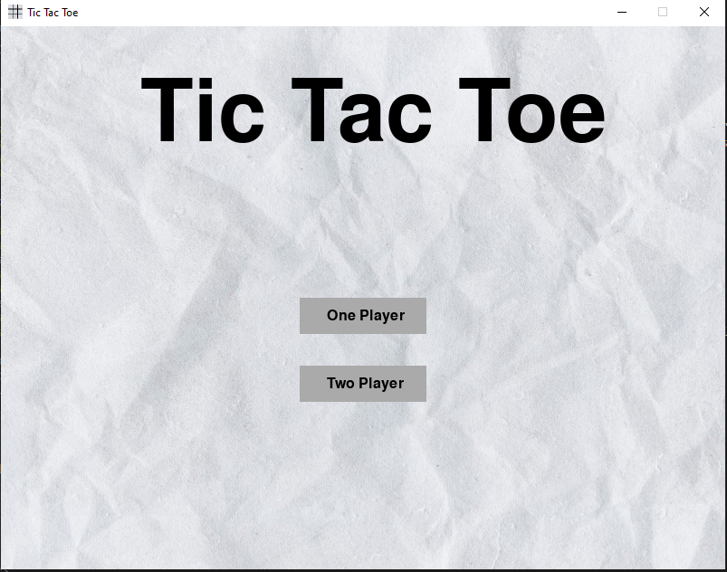 Main menu screen